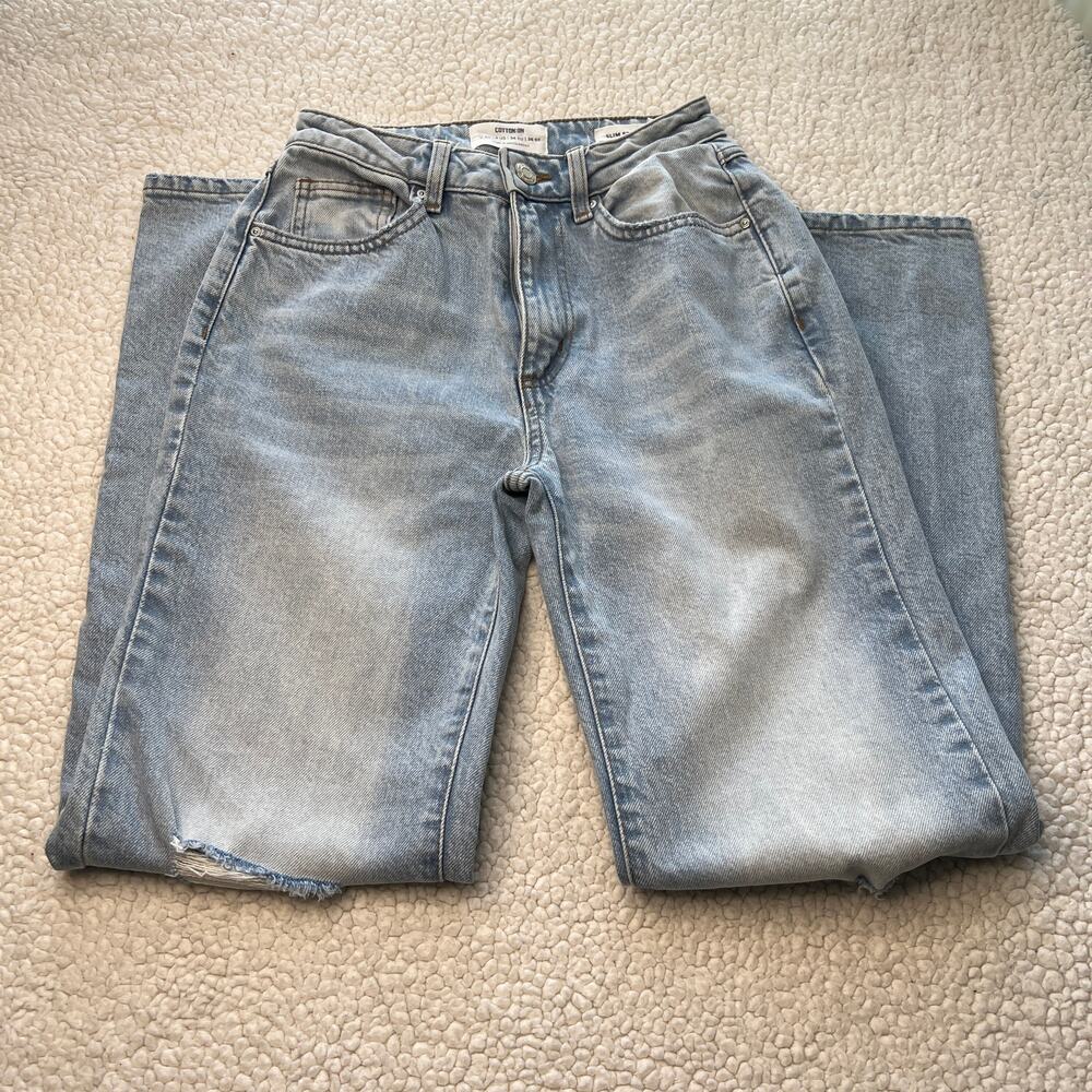 Cotton On Slim Straight Light Blue Fashion Faded Jean Size 2